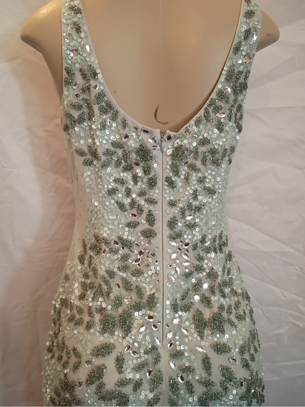 Adrianna Papell Light Green Sequin Embellished Mini Dress - Picture 4 of 5
